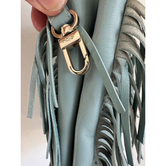 Maje Fringe Leather Mini Crossbody Bag - Slate Blue - Picture 11 of 12